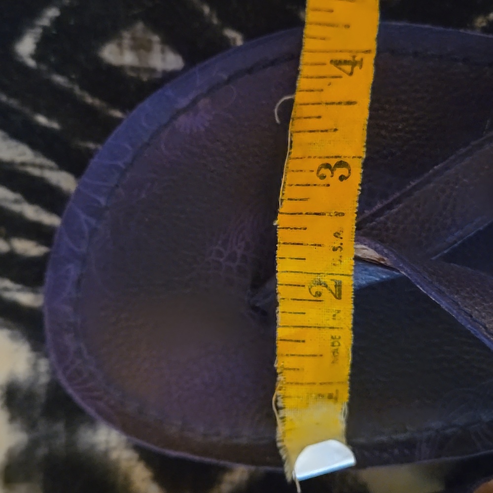 Lucky Brand Deep Blue leather look Flip Flop sandals with silver tone buckle - Picture 13 of 13